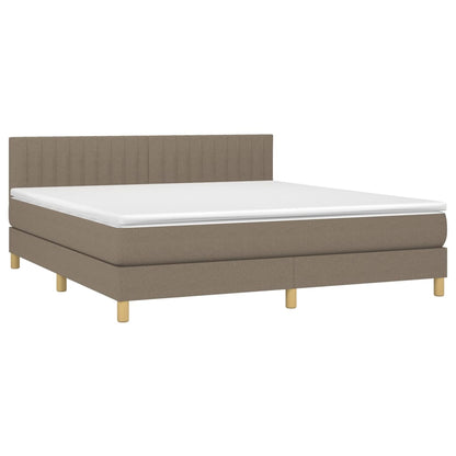 Cama Box Spring Con Colchón Led Tela Gris Taupe 180x200 Cm / Vetonek_4