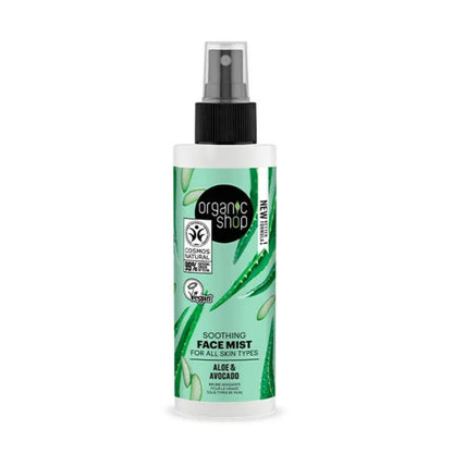 Bruma facial calmante para todos os tipos de pele com abacate e aloé vera, Organic Shop 150 ml