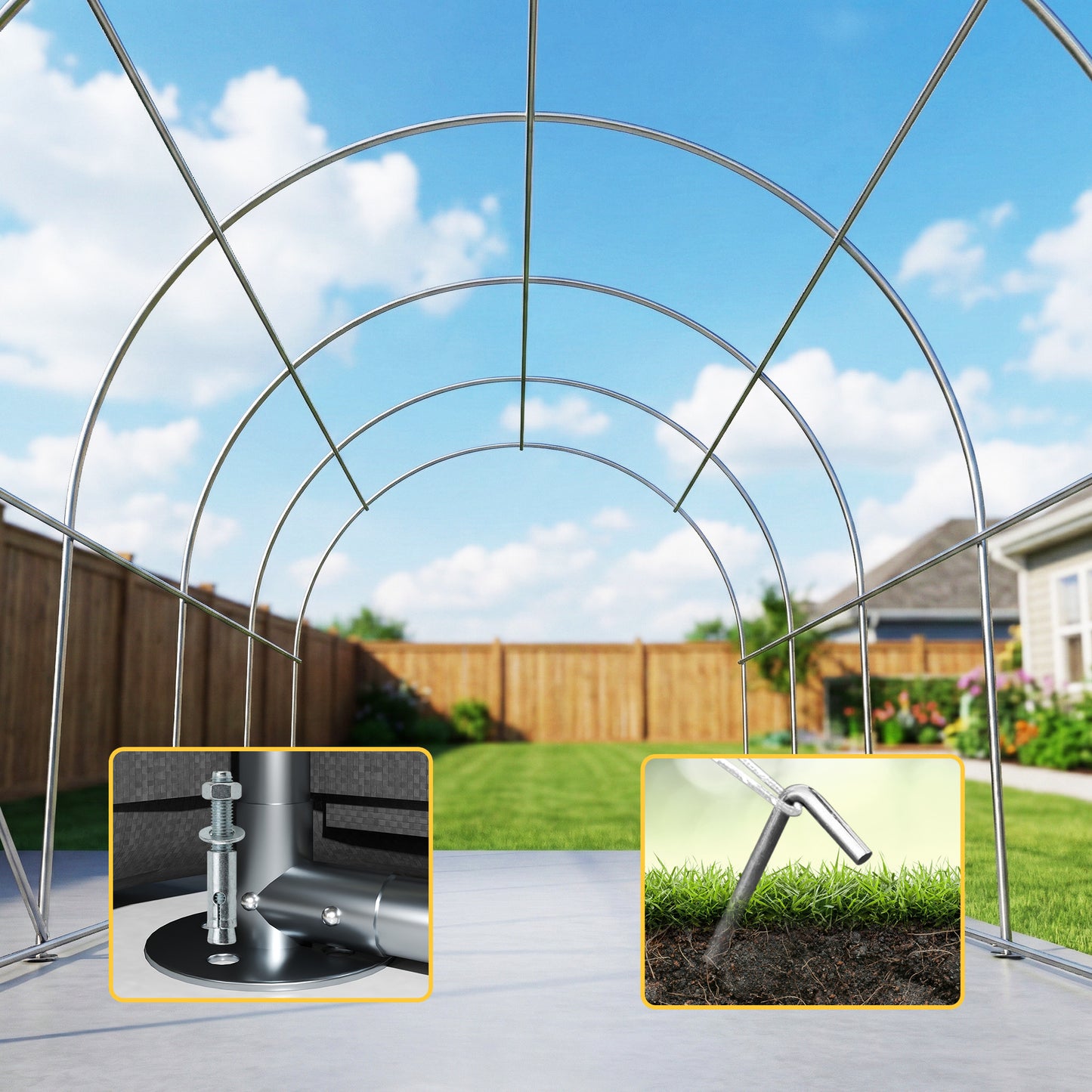 Outsunny Carpa Garaje 3x6 M Impermeable Con Puerta Enrollable Y Ventanas Gris_3