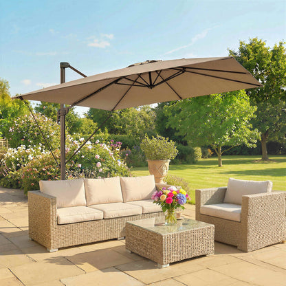 Outsunny Sombrilla De Jardín 2,9x2,9 M Con Manivela Inclinación Ajustable Caqui_1