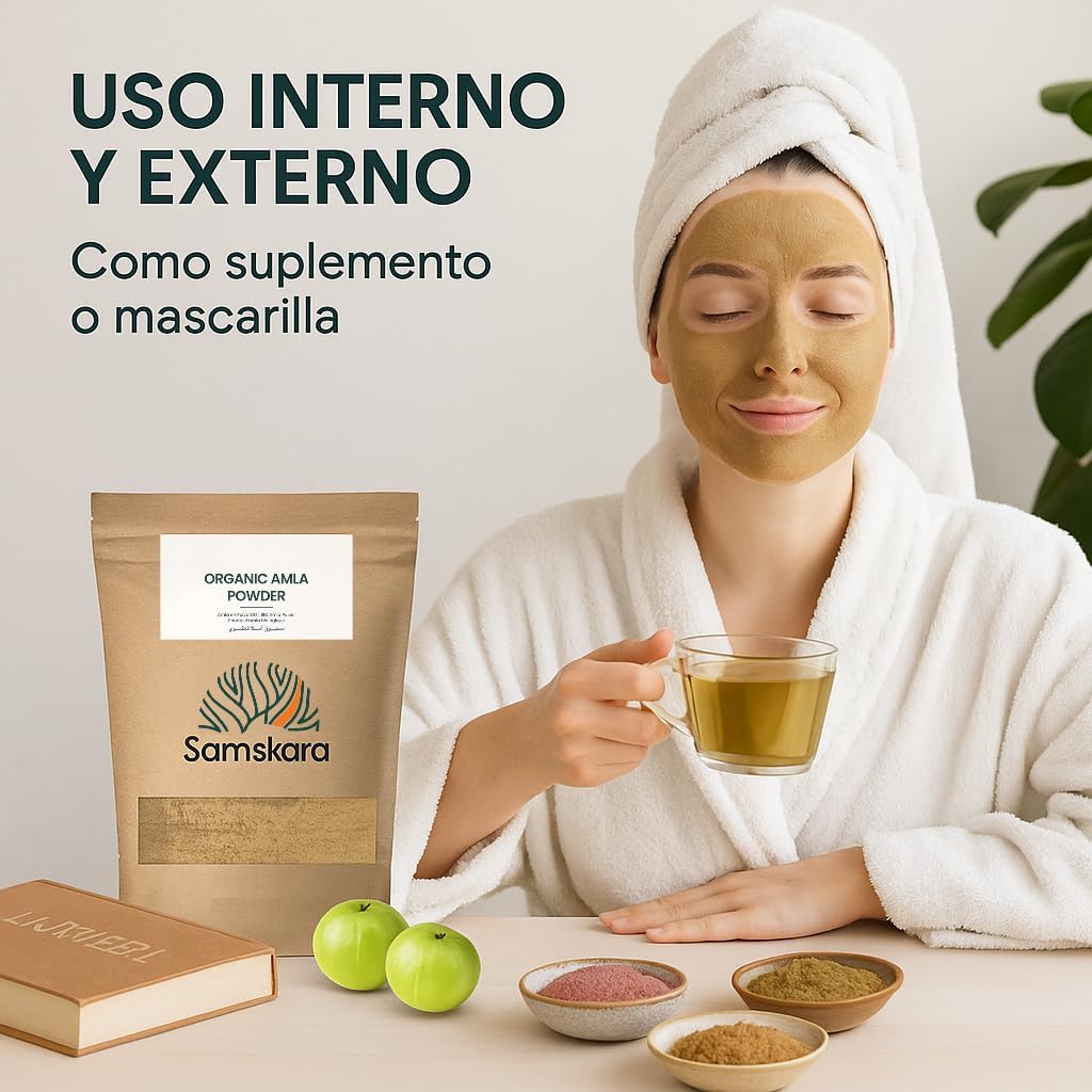 Amla En Polvo Bio | Samskara | Para Cabello Y Piel | Fuente Natural De Vitamina C, Colágeno Y Calcio - 500g_2