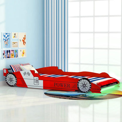 Cama Infantil Con Forma De Coche Carreras Y Led  90x200 Cm Roja / Vetonek_0