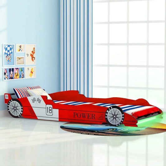 Cama Infantil Con Forma De Coche Carreras Y Led  90x200 Cm Roja / Vetonek_0