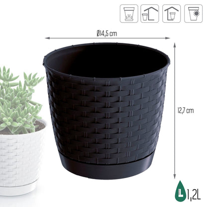 Maceta Ratolla Round 1,2l., Dimensiones (mm) 145x145x127, Color Antracita_2