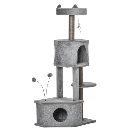 Pawhut Árbol Rascador Para Gatos 60x40x133cm Con Nido Cueva De Fieltro Extraíble_0
