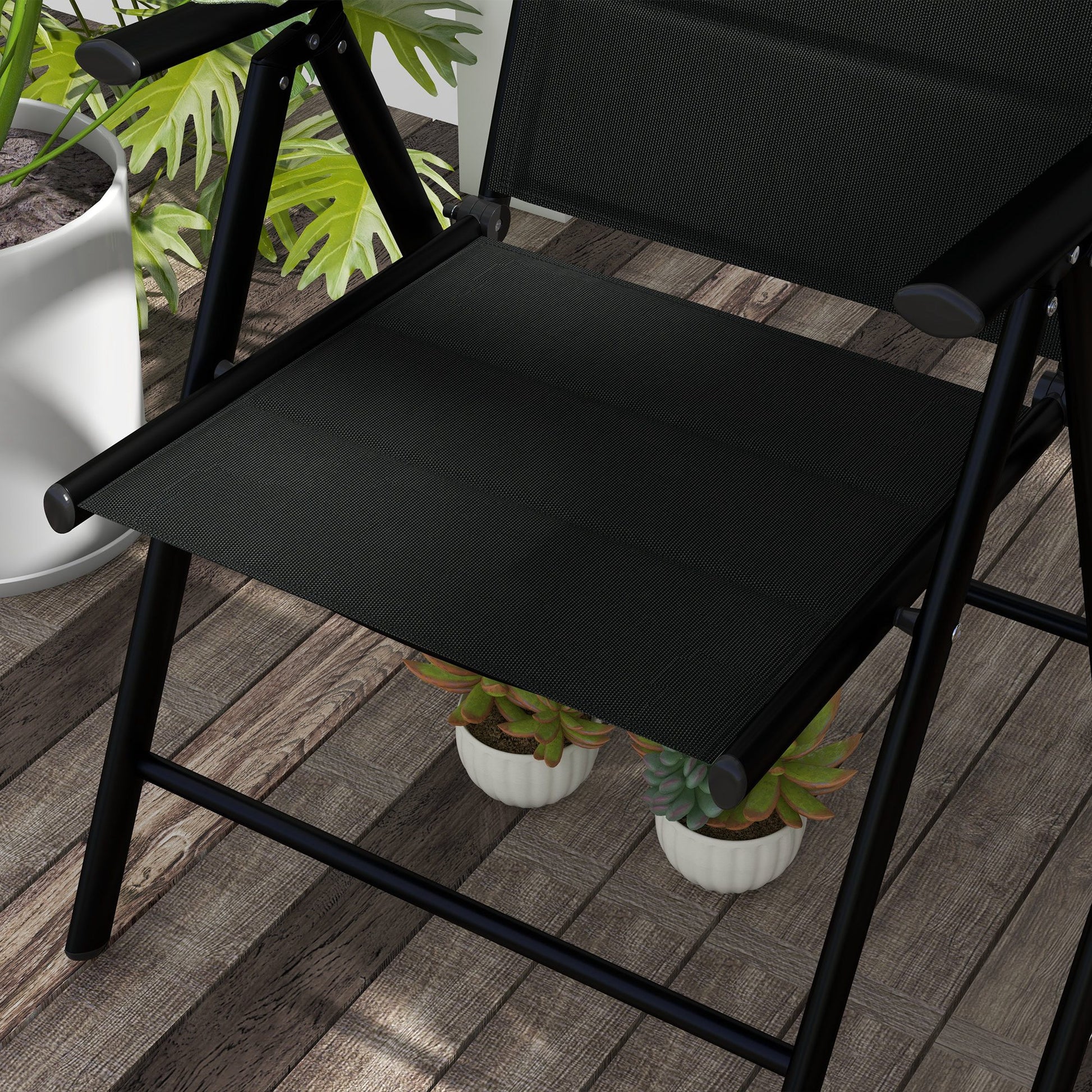 Outsunny Conjunto De 2 Sillas De Camping Plegables 54x67x108 Cm Negro_4