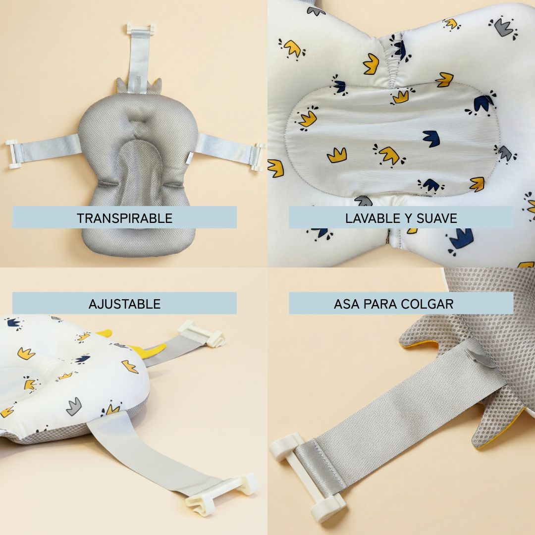 Bathby Cojín De Baño Antideslizante Con Estampado De Coronas Para Bebés, Cómodo Y Seguro_2