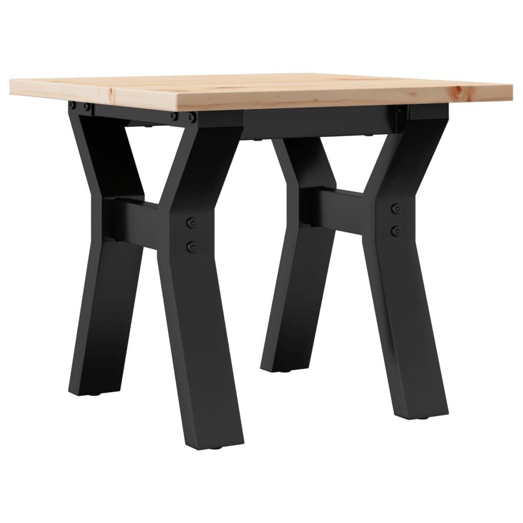 Mesa De Centro Marco Y Madera Maciza Pino Y Acero 40x40x35 Cm_4