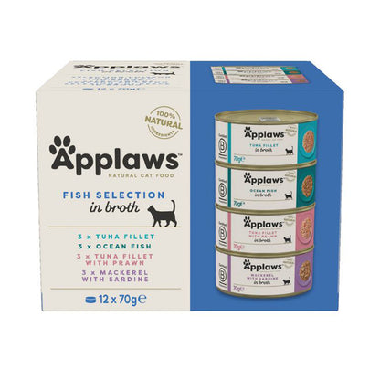 Applaws Cat Canned Fish Selection Multipack 12x70g Alimento húmido em caldo para gatos