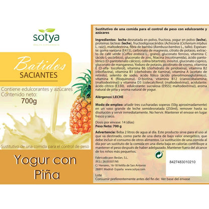 Smoothie Saciado de Iogurte e Ananás Sotya 700 g