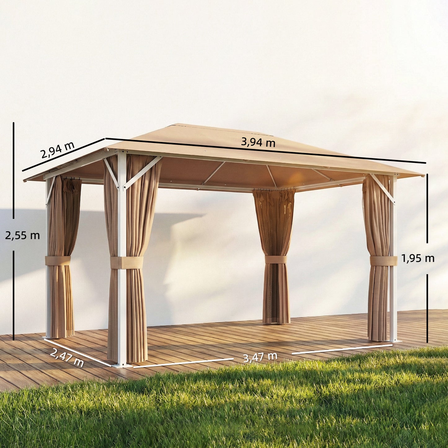 Outsunny Cenador Para Jardín 3x4 M Con Techo Ventilado Paredes Y Mosquiteras_2