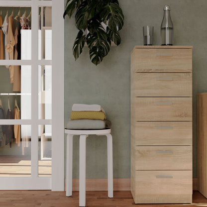 Cajonera Dormitorio Sinfonier Alto, Cómoda 6 Cajones, 110x40x40 Cm (alto X Ancho X Profundo), Briebe, Nova, Madera