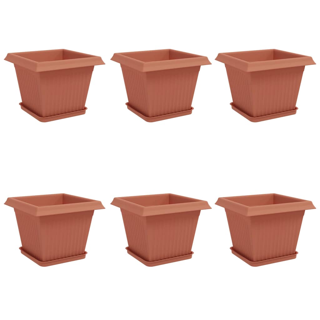 Macetas 6 Uds. Rojo Ladrillo Plástico_0