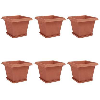 Macetas 6 Uds. Rojo Ladrillo Plástico_0