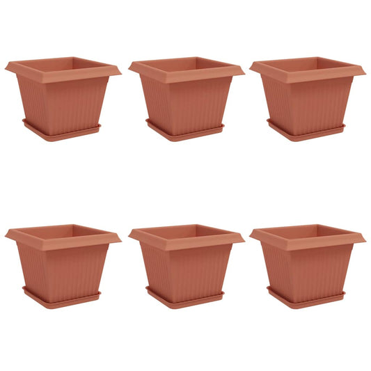 Macetas 6 Pcs Rojo Ladrillo 28,5 X 28,5 X 22 Cm Plástico_0