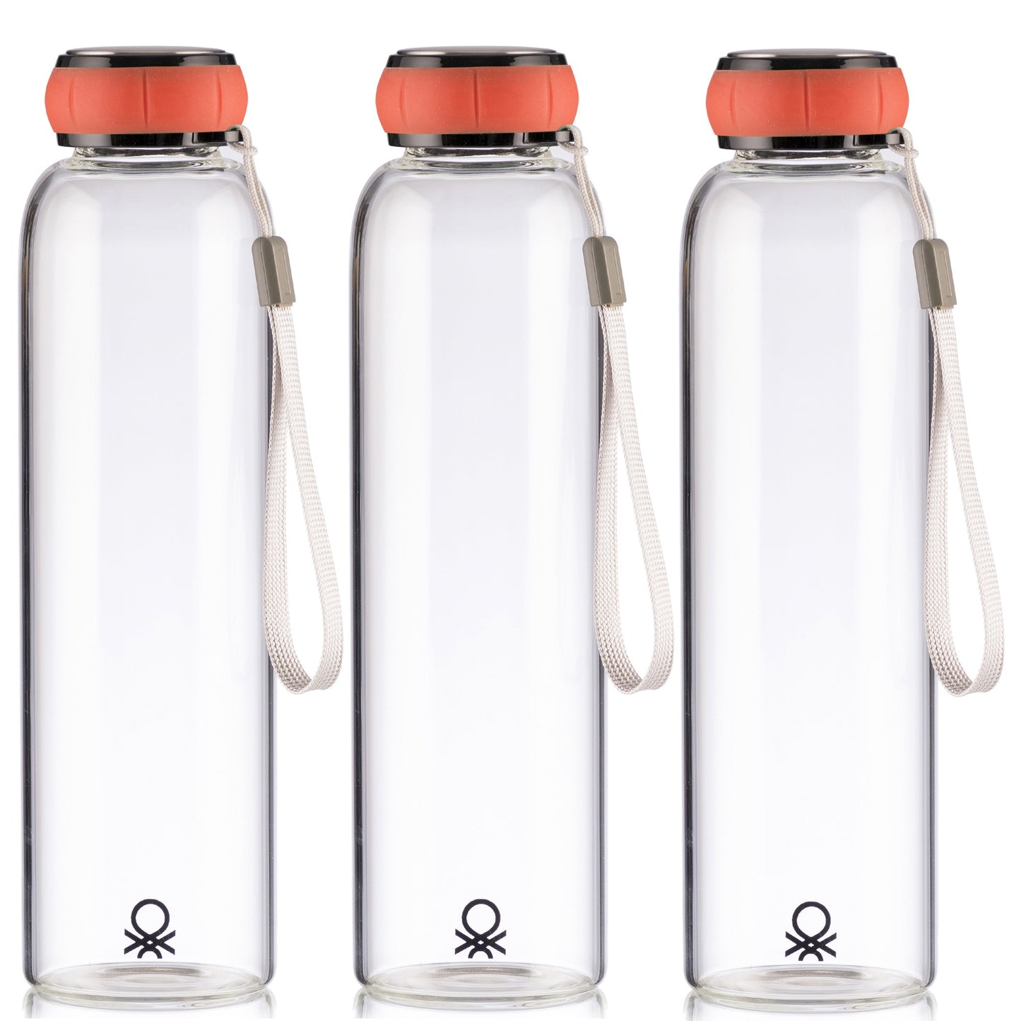 Set De 3 Unidades De Botella De Agua 550ml Borosilicato Tapa Roja Casa Benetton_0