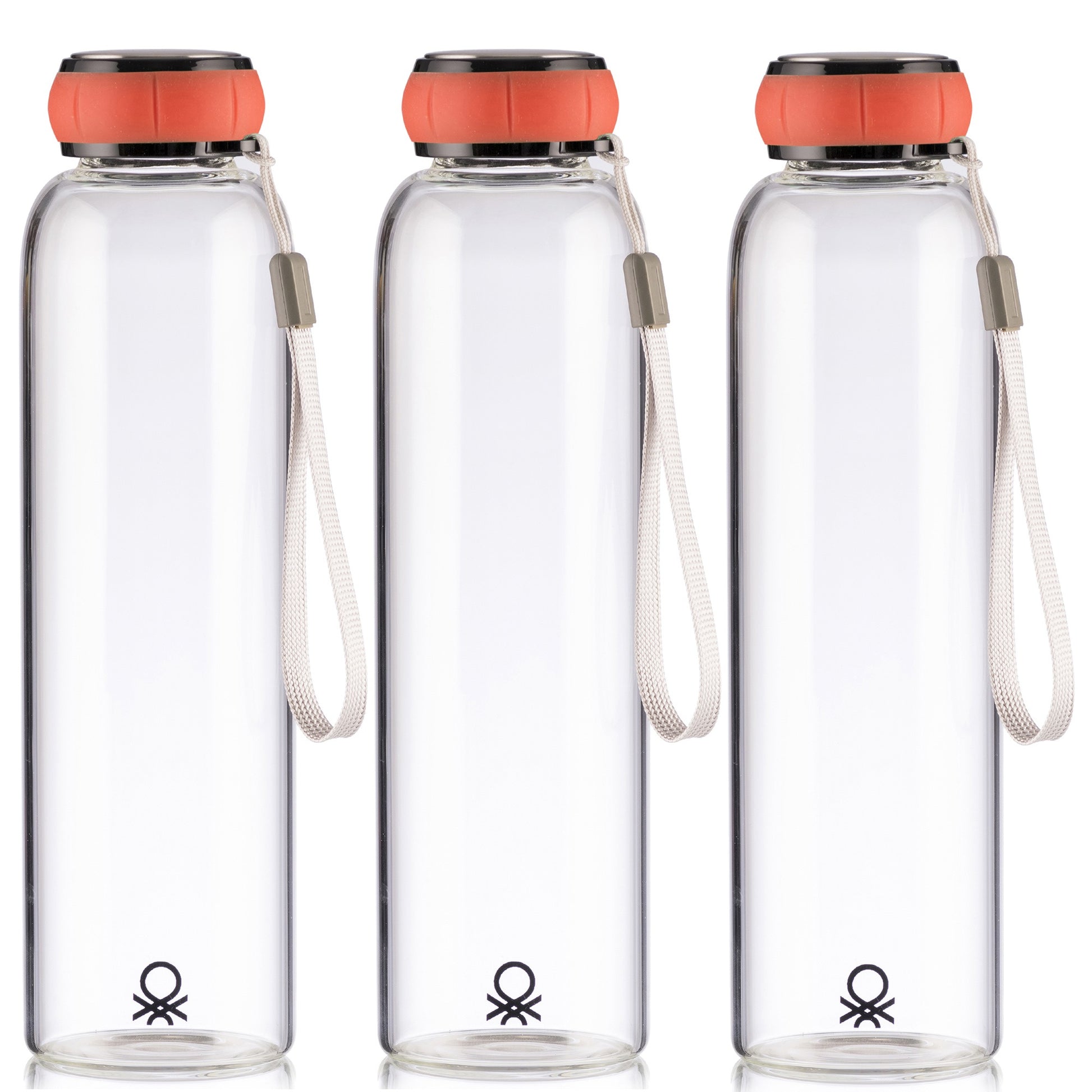Set De 3 Unidades De Botella De Agua 550ml Borosilicato Tapa Roja Casa Benetton_0