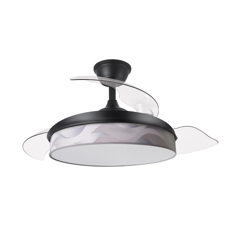 Ventilador Dc Moda 72w Negro/ola Gris 91d 3aspas 7200lm 3000-4000-6000k Remoto+ Memoria+ Temporizador_1