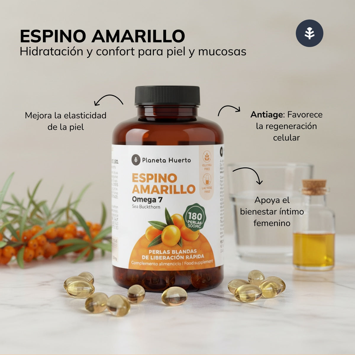 FBA Omega 7 Espino Amarillo Planeta Huerto 180 Perlas