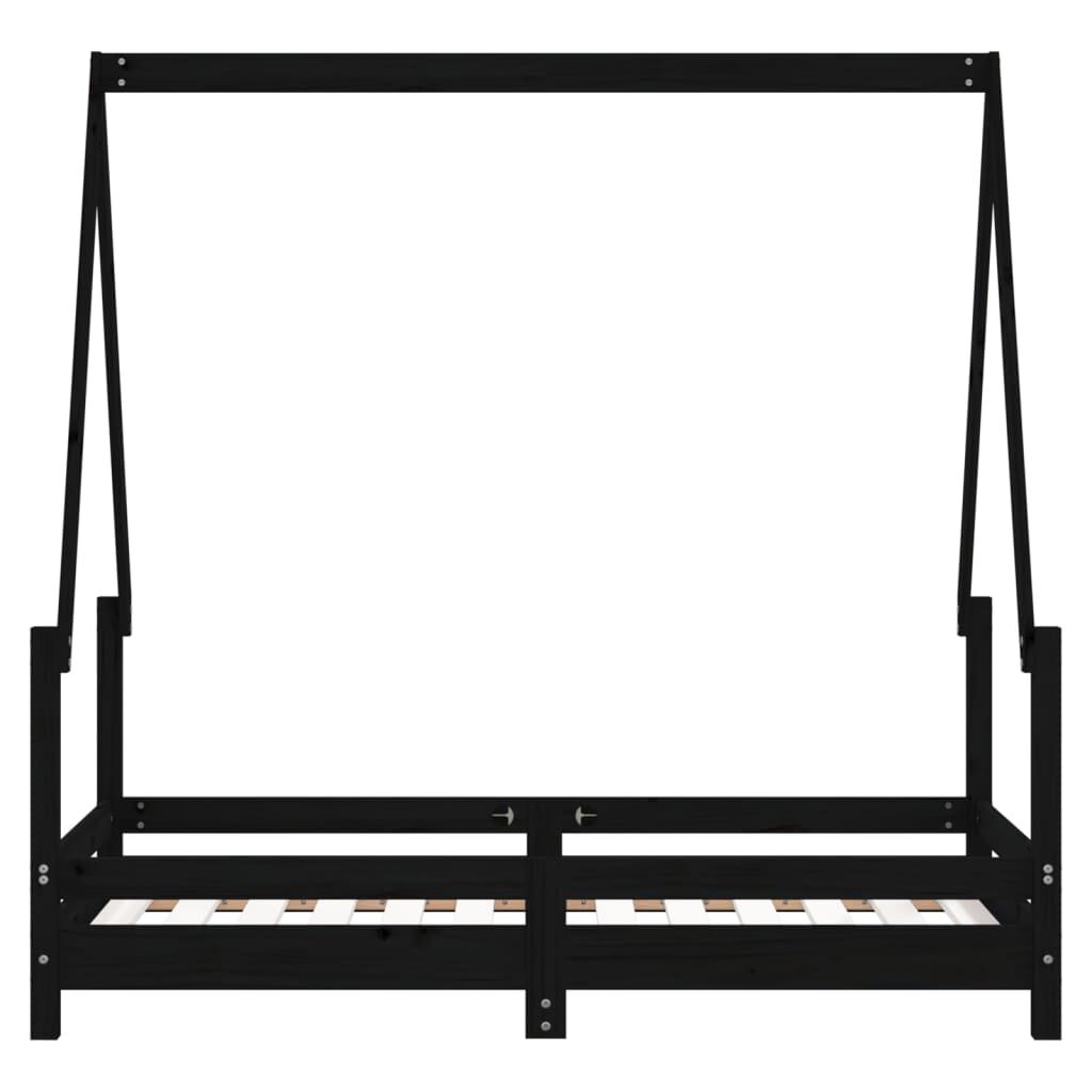 Vidaxl Estructura De Cama Para Niños Madera De Pino Negro 70x140 Cm_4