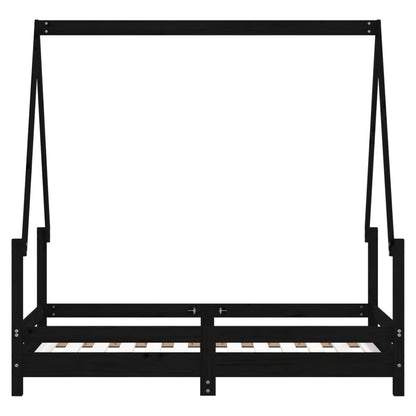 Vidaxl Estructura De Cama Para Niños Madera De Pino Negro 70x140 Cm_4