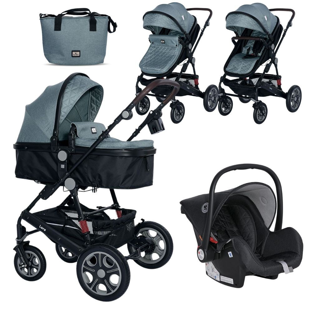Carro De Bebé Tres Piezas Convertible Lora Hasta 15 Kg Artic Blue_0