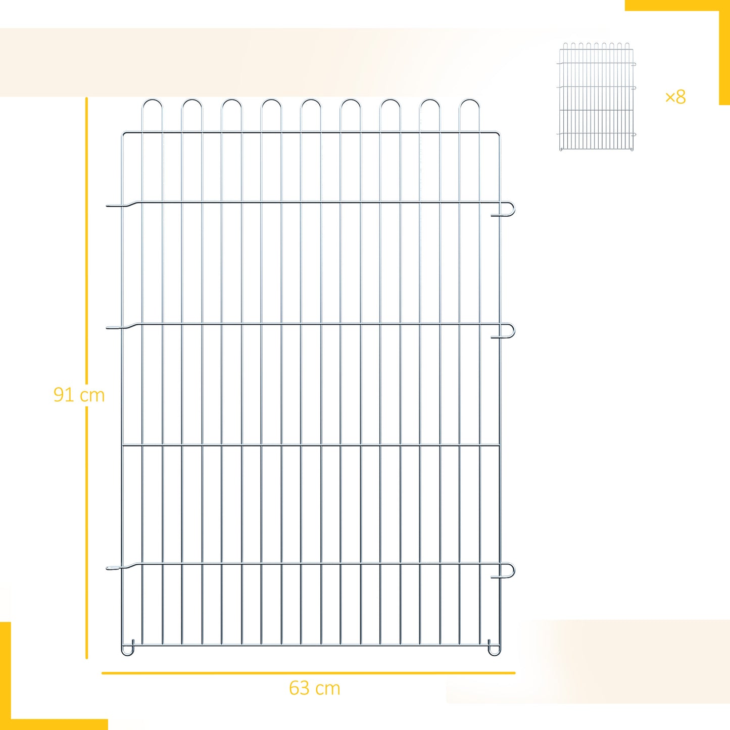 Pawhut Parque Para Perros De 8 Piezas 63x91 Cm Con 1 Puerta Plata_2