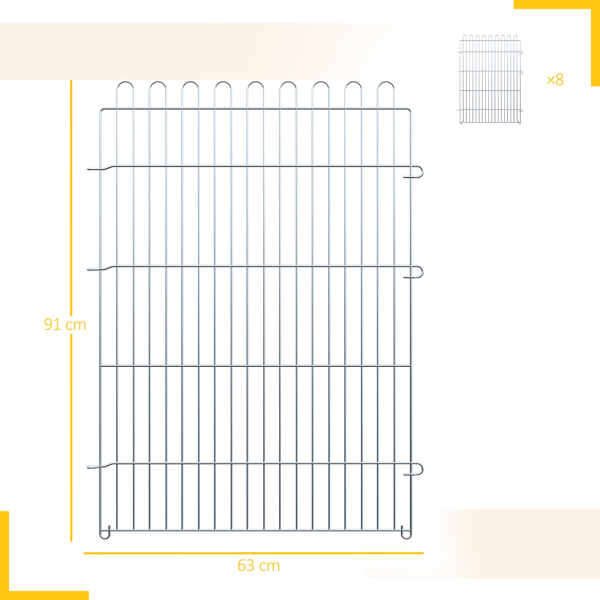 Pawhut Parque Para Perros De 8 Piezas 63x91 Cm Con 1 Puerta Plata_2