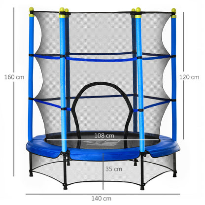 Homcom Trampolín Para Niños +3 Años Con Red De Seguridad Acero Ø140x160 Cm Azul_2
