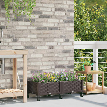 Macetero De Jardín Con Ruedas Marrón 80 X 40 X 29 Cm Pp_1