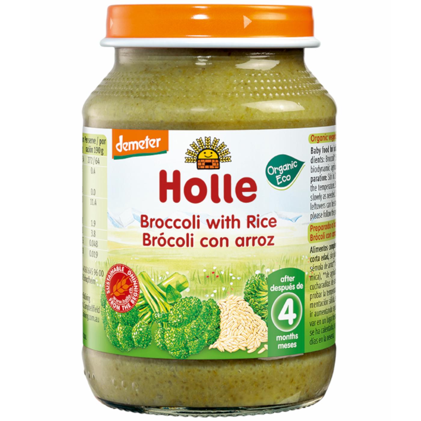 Pote ECO de brócolos com arroz Holle 190 g