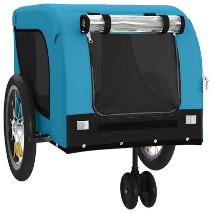 Remolque De Bicicleta Mascotas Hierro Tela Oxford Azul Negro_3