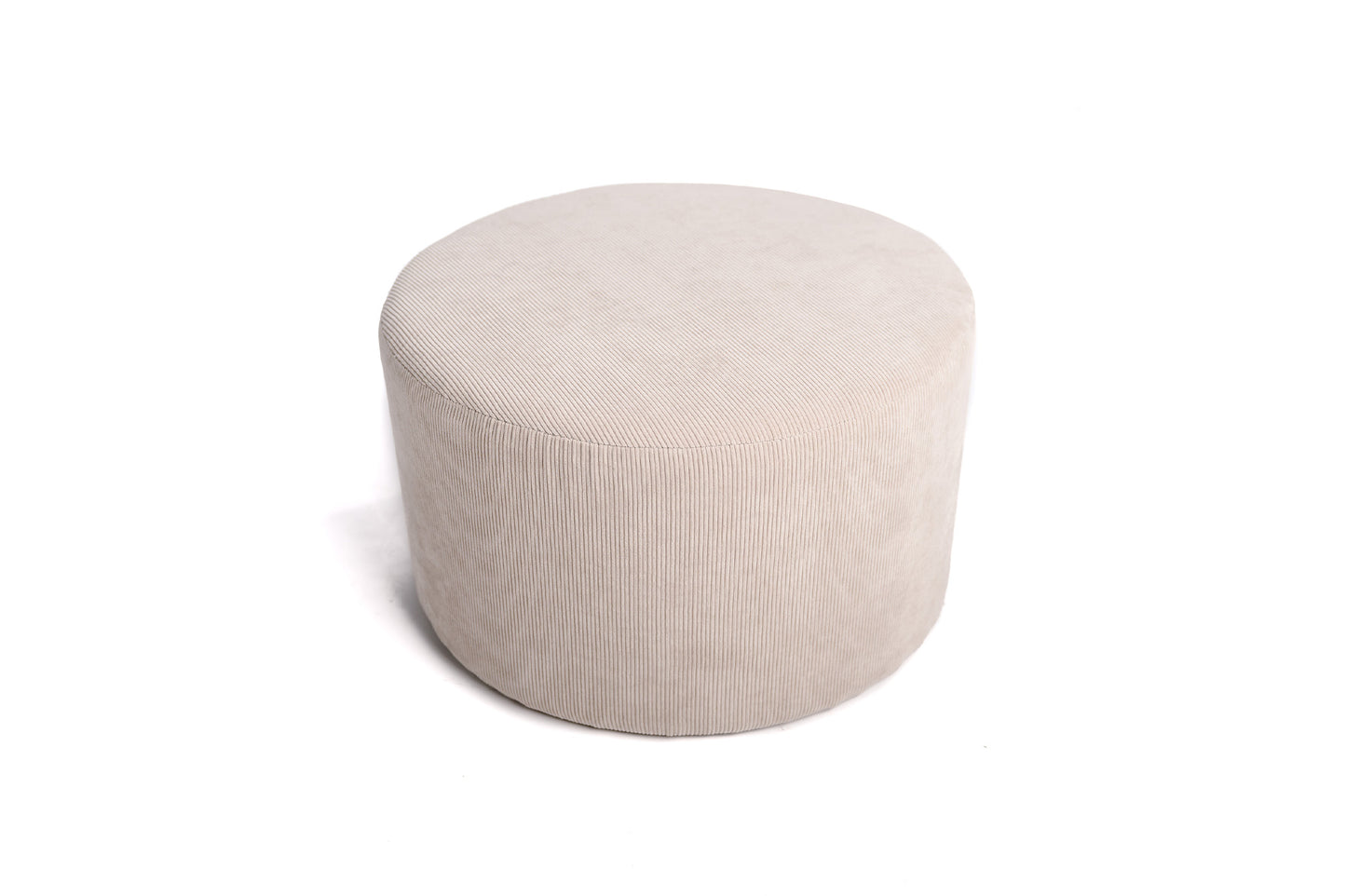 Grand Pouf, Bout De Canapé Taburete De Salón Taburete Redondo De Pana Beige D50x30cm- Muebles De Salón_0