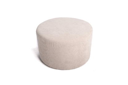 Grand Pouf, Bout De Canapé Taburete De Salón Taburete Redondo De Pana Beige D50x30cm- Muebles De Salón_0
