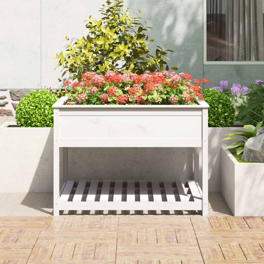 Jardinera De Estante Madera Maciza Pino Blanca 111,5x111,5x81cm_2