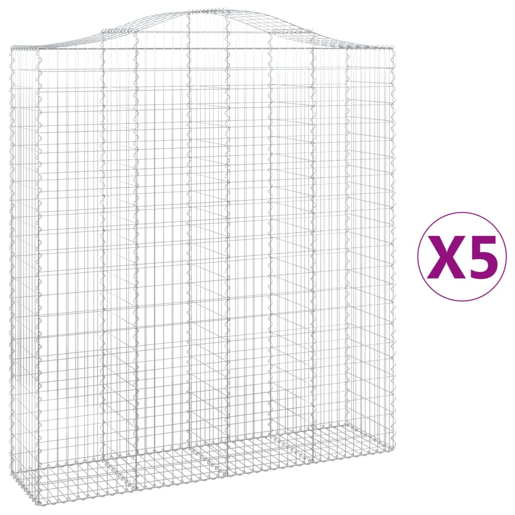 Cestas De Gaviones 5 Uds Forma De Arco Hierro 200x50x220/240 Cm_0