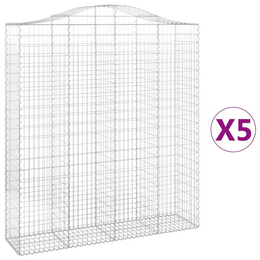 Cestas De Gaviones 5 Uds Forma De Arco Hierro 200x50x220/240 Cm_0