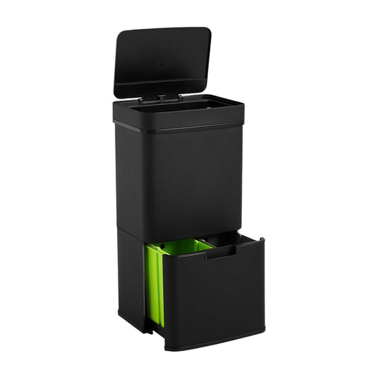 Papelera Reciclaje 62l Acero Inoxidable Negro_0