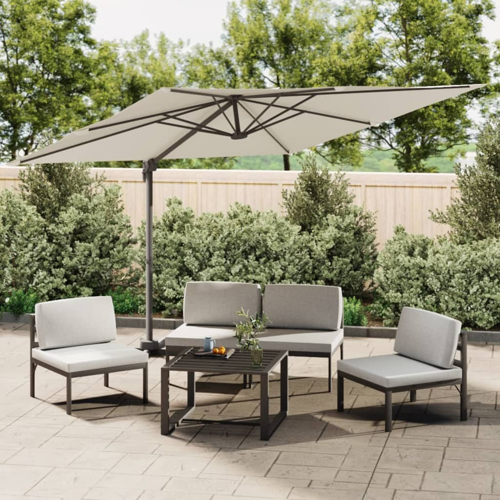 Vidaxl Sombrilla Jardín Voladiza Palo Aluminio Blanco Arena 300x300 Cm_1