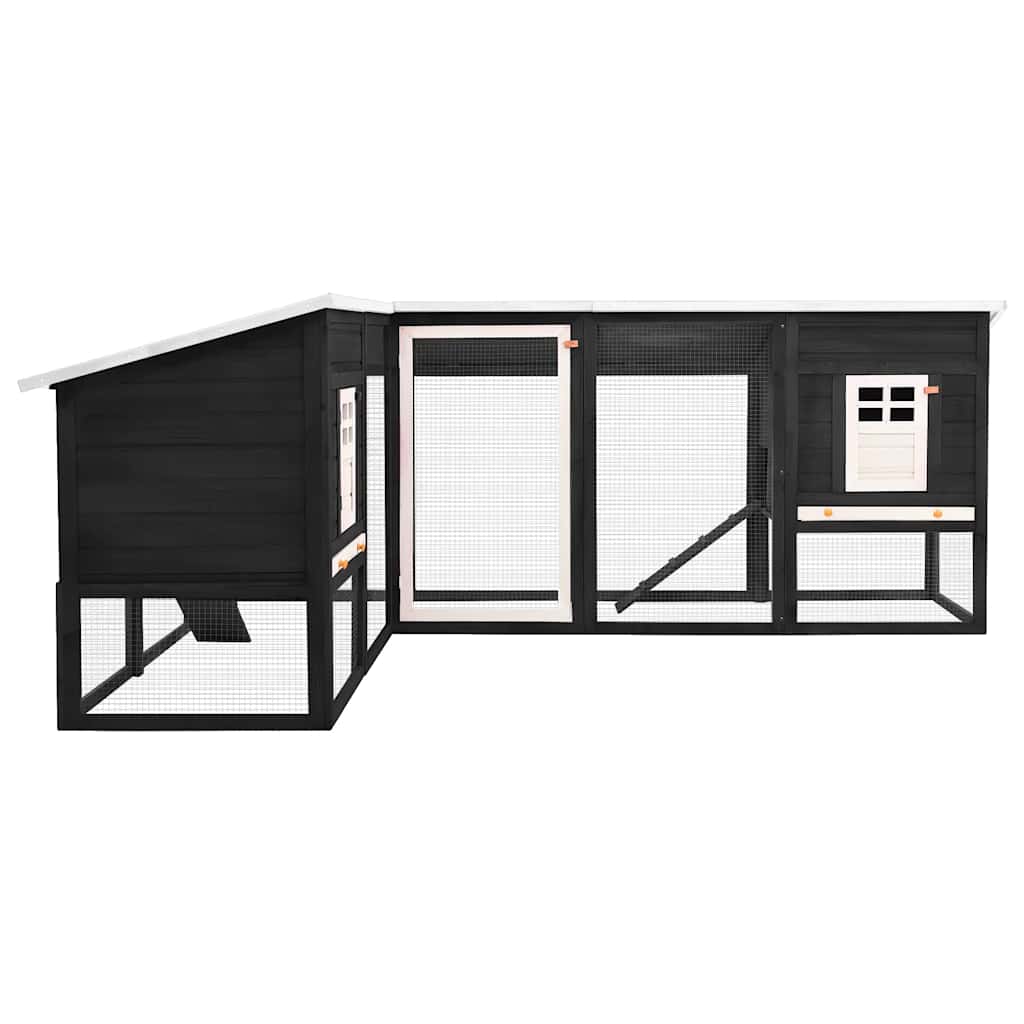 Conejera De Exterior Con Corredor Madera De Abeto Gris Y Blanco_2