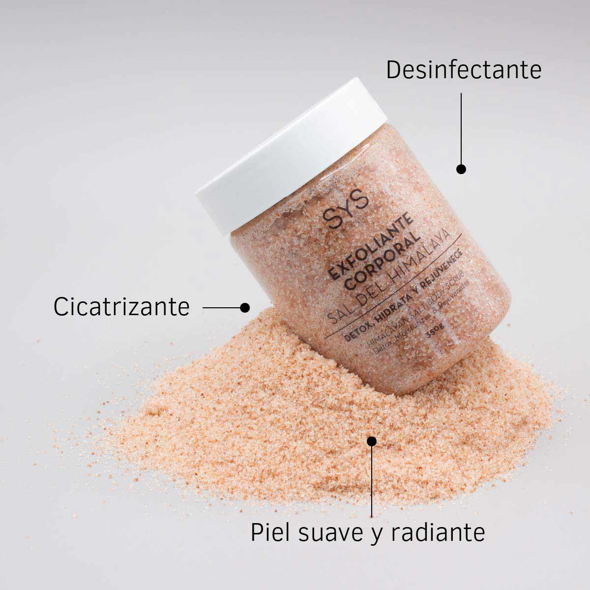 Exfoliante Corporal con Sal del Himalaya SYS 350 g | Exfoliación Mineral | Rosa Mosqueta, Aguacate y Jojoba | Vegano_2