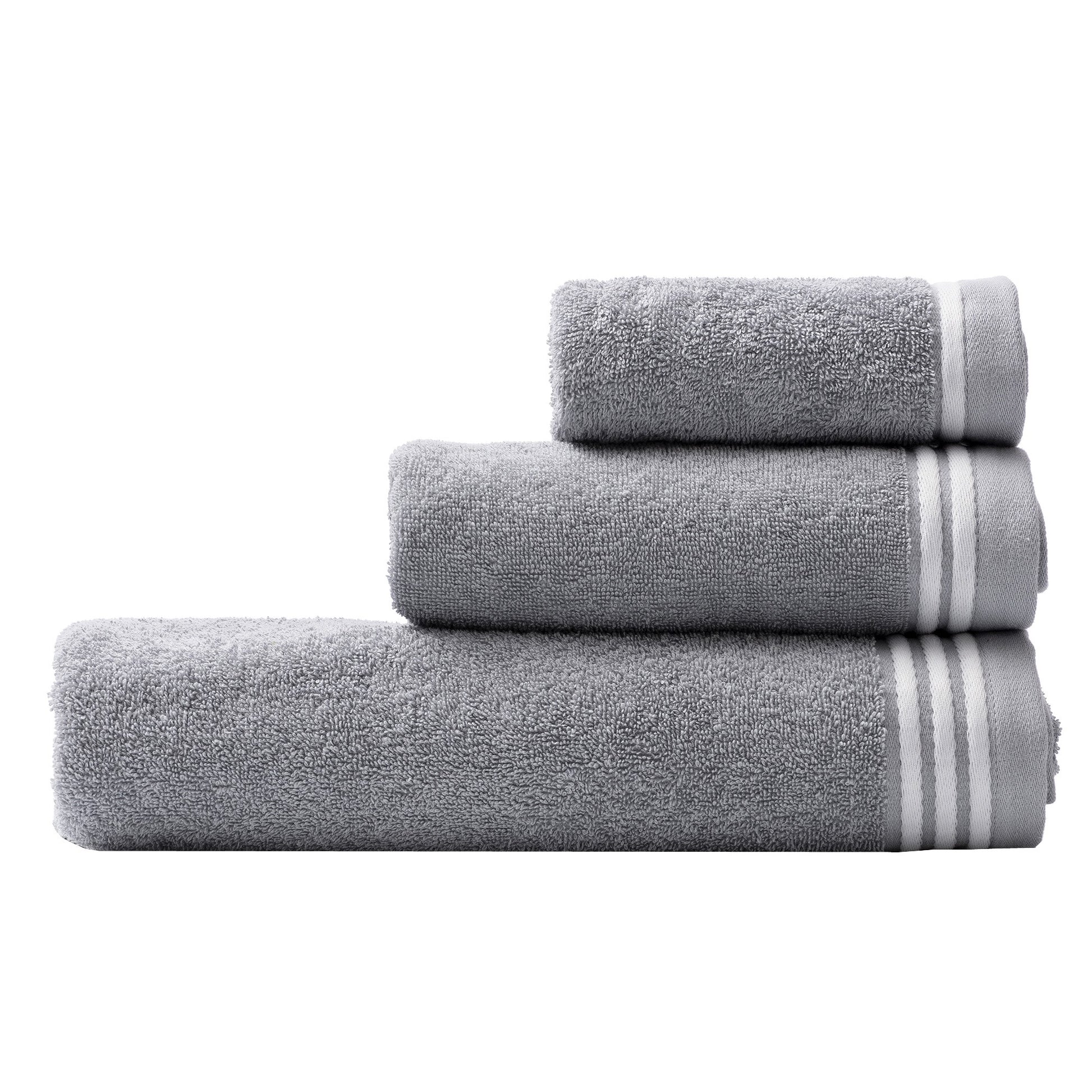 Set 3pc Toalla De Baño (1pc 30x50cm + 1pc 50x90cm + 1pc 70x140cm) 450gsm 100% Algodón Gris Tevere