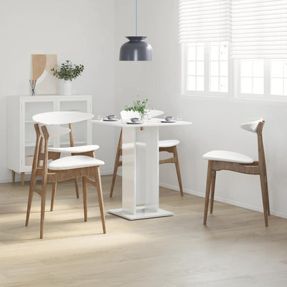 Mesa De Bistró Madera Contrachapada Blanco Brillo 60x60x75 Cm_1