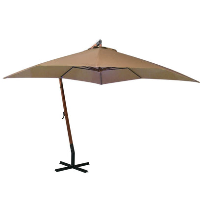 Vidaxl Sombrilla De Jardín Colgante Con Palo Madera Abeto Taupe 3x3 M_0