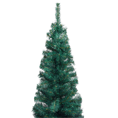 Vidaxl Árbol De Navidad Delgado Con Luces Y Soporte Pvc Verde 150 Cm_3