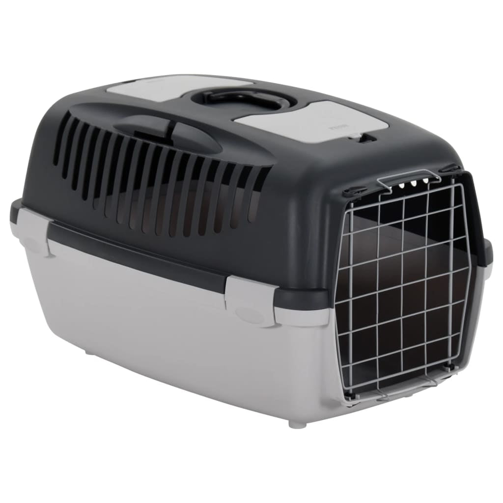 Vidaxl Transportín De Mascotas Pp Gris Y Negro 61x40x38 Cm_0