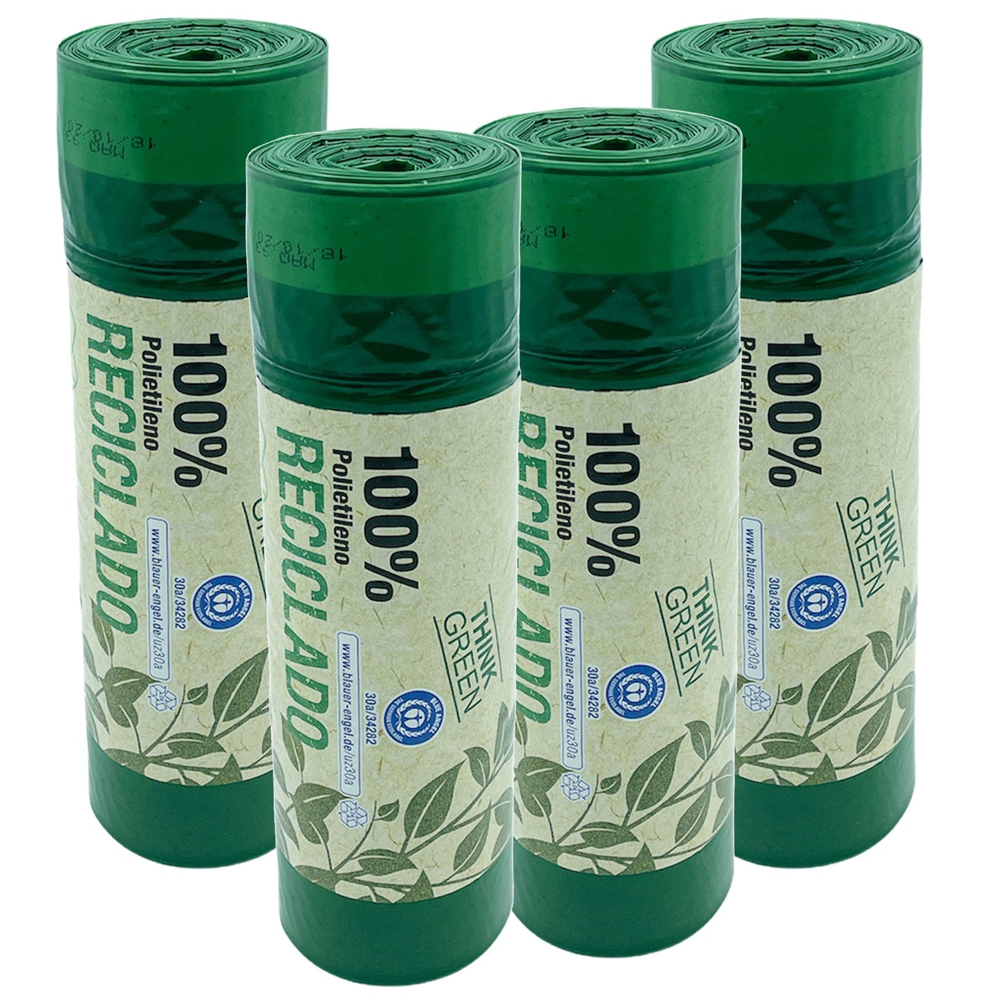 100% Reciclado 4 Rollos De 20 Bolsas De Basura Con Autocierre 30l