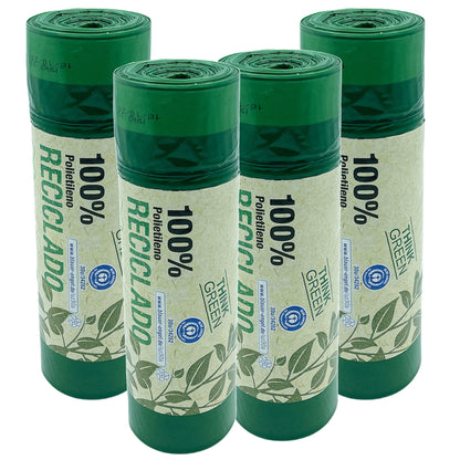 100% Reciclado 4 Rollos De 20 Bolsas De Basura Con Autocierre 30l