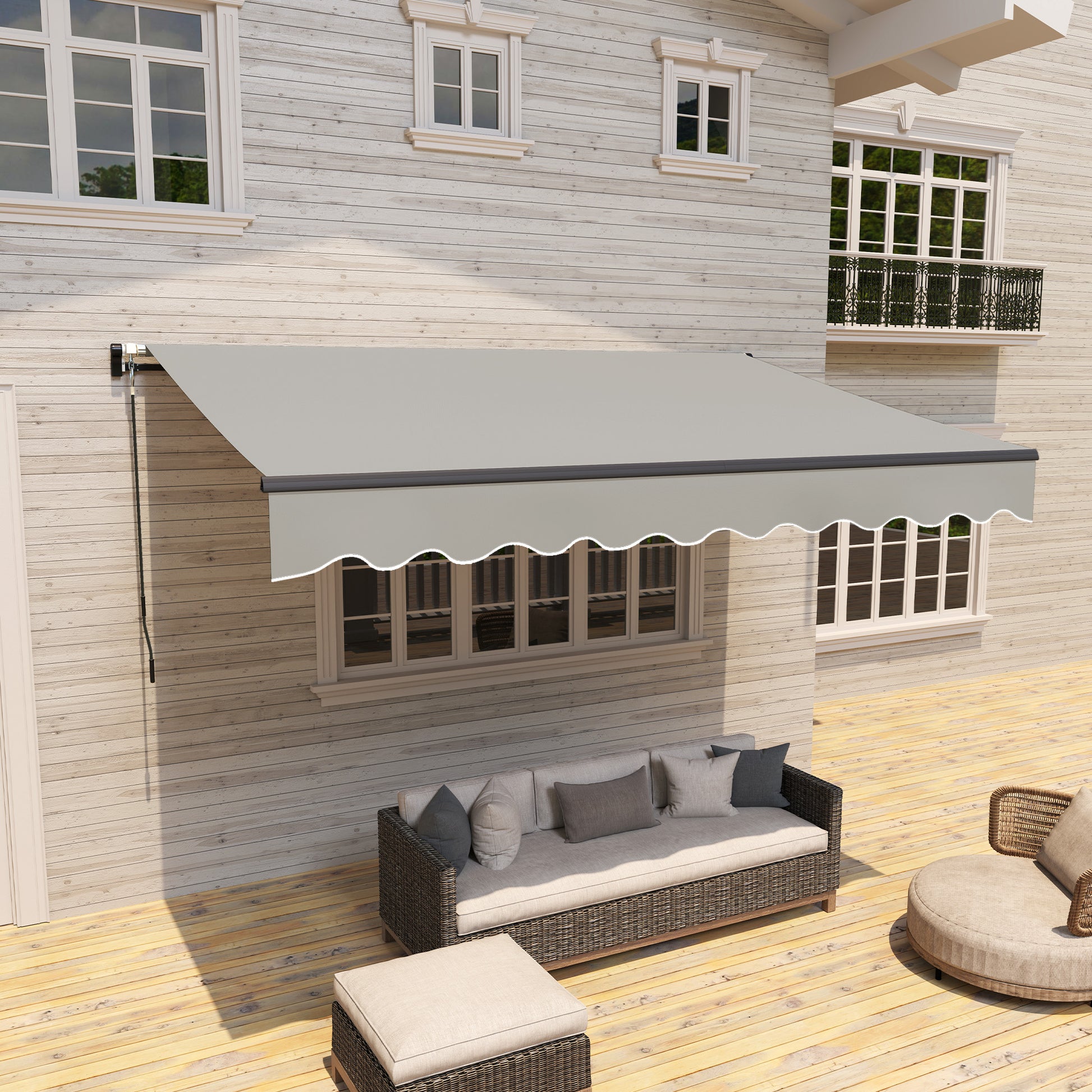 Outsunny Toldo Manual Retráctil 360x220 Cm Protección Uv30+ Gris_3
