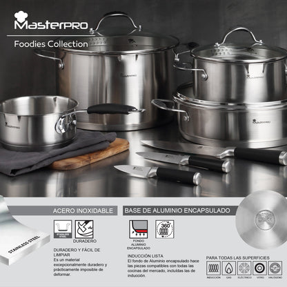 Stock Pot 28x16.5cm 9,8l Acero Inox Ind C/tapa Foodies Mp_2